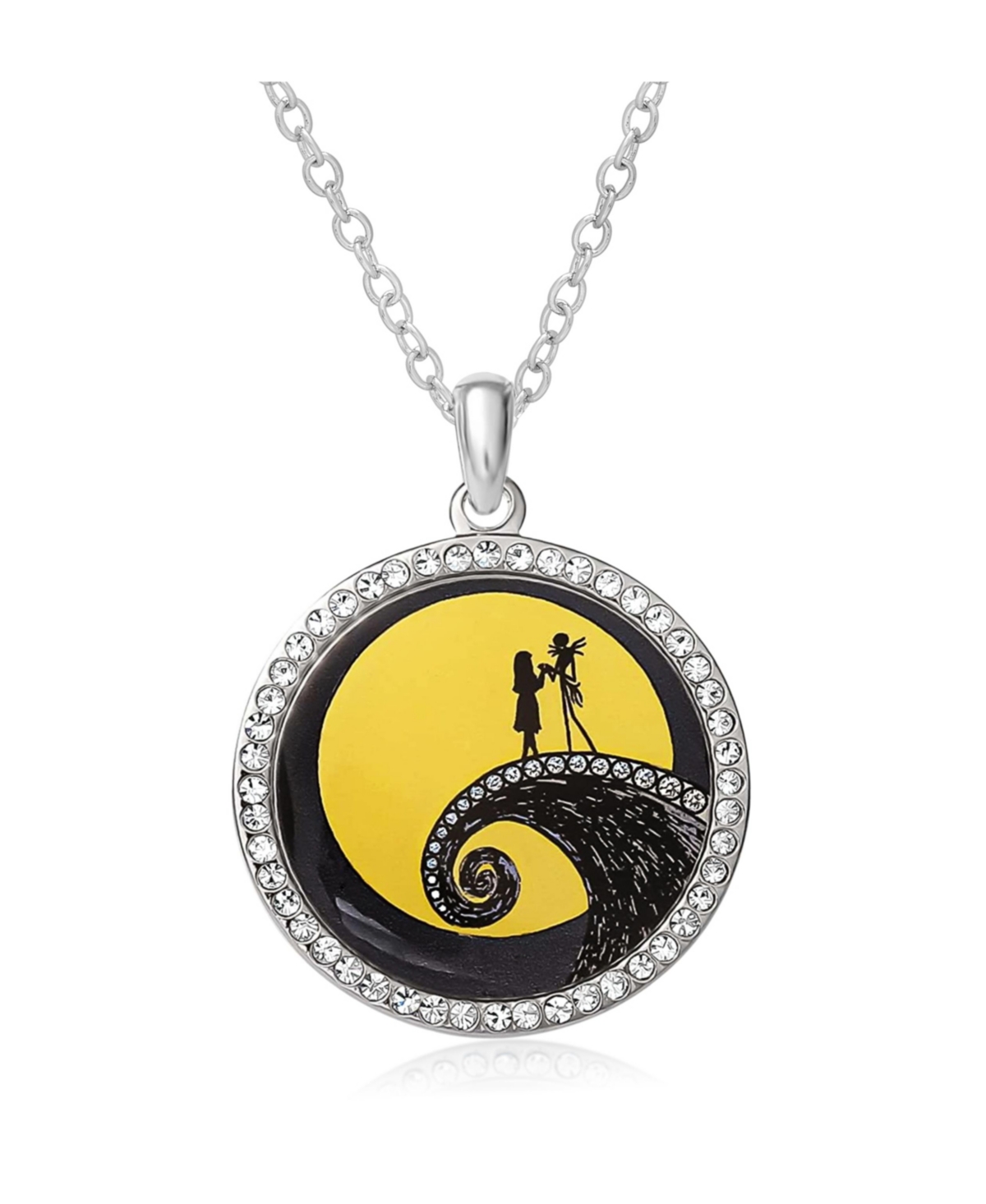 The Nightmare Before Christmas Womens Jack and Sally Necklace - Silver tone, yellow, black