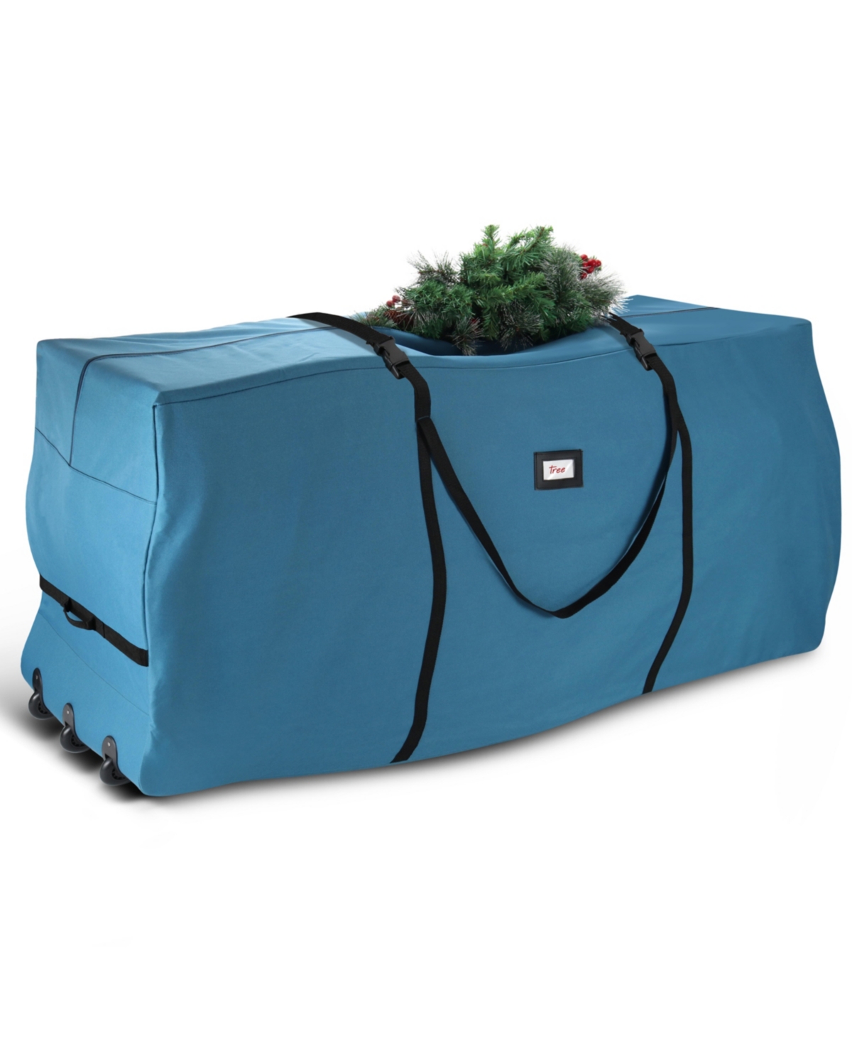 Extra Large Christmas Tree Rolling Storage Bag with Durable Handles & Wheels - 9 ft - Blue