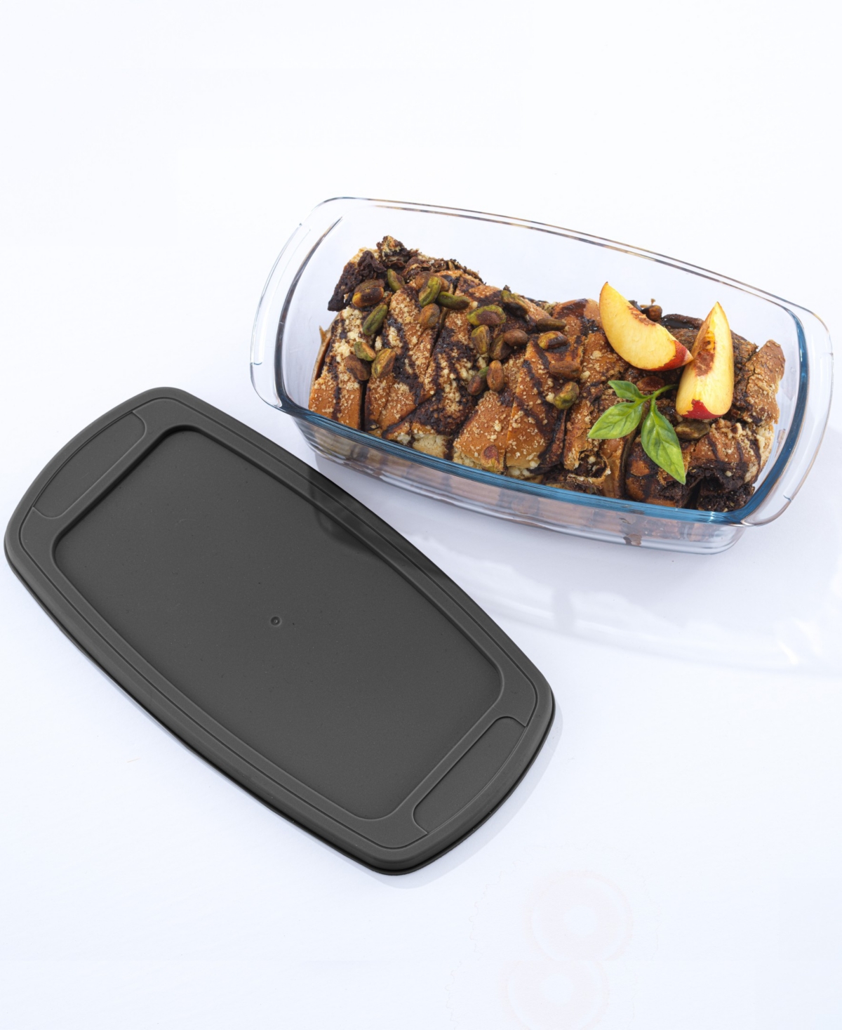 Shop Joyjolt Glass Set Of 3 Loaf Pans With Lids In Gray