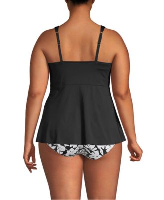 Plus Size DD-Cup Adjustable Scoop Neck Flutter Tankini Top