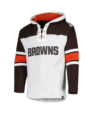 Men's Cleveland Browns Heather Gray Gridiron Lace-Up Pullover Hoodie