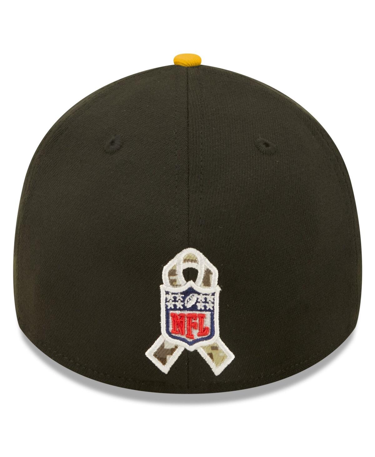 Shop New Era Men's  Black, Yellow Pittsburgh Steelers 2022 Salute To Service 39thirty Flex Hat In Black,yellow