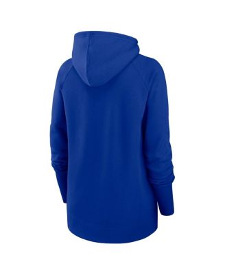 Women's Royal Buffalo Bills Asymmetrical Raglan Full-Zip Hoodie