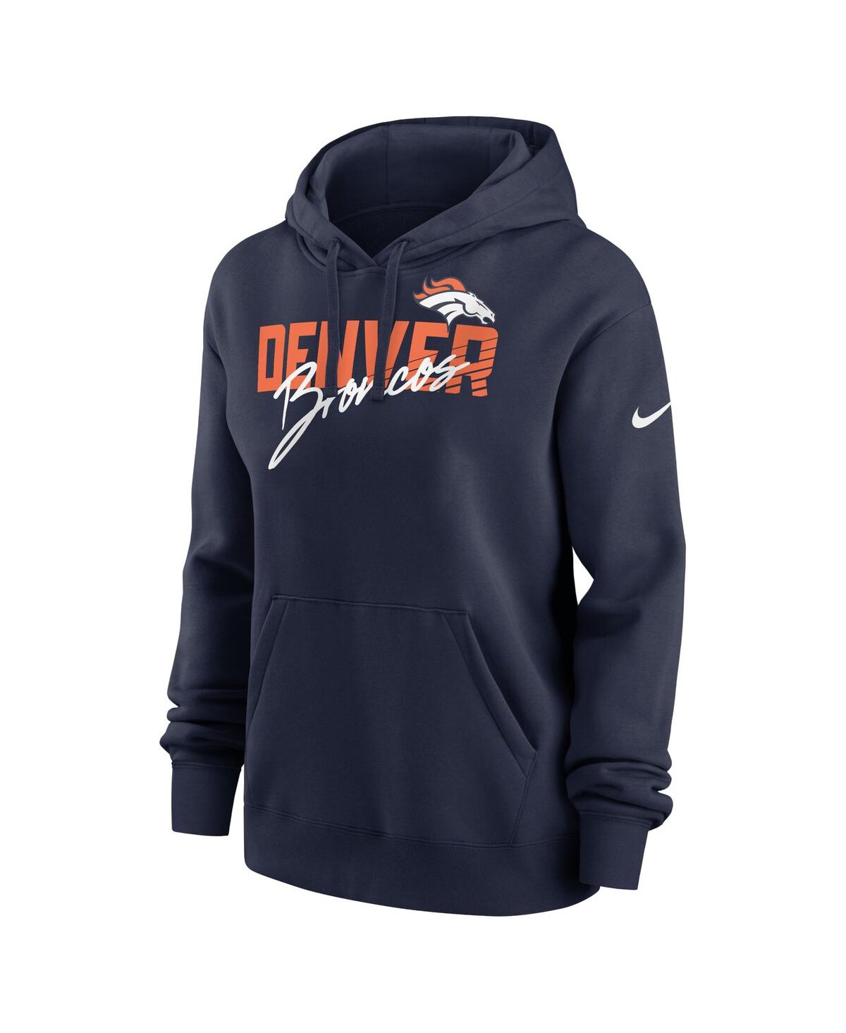 Women's NikeDenver Broncos Wordmark Club Fleece Pullover Hoodie - Navy