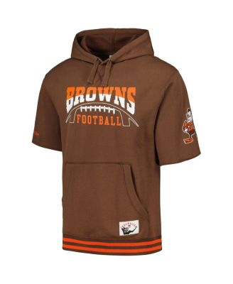 Men's Brown Cleveland Browns Pre-Game Short Sleeve Pullover Hoodie