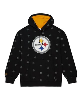 Men's Black Pittsburgh Steelers Allover Print Fleece Pullover Hoodie