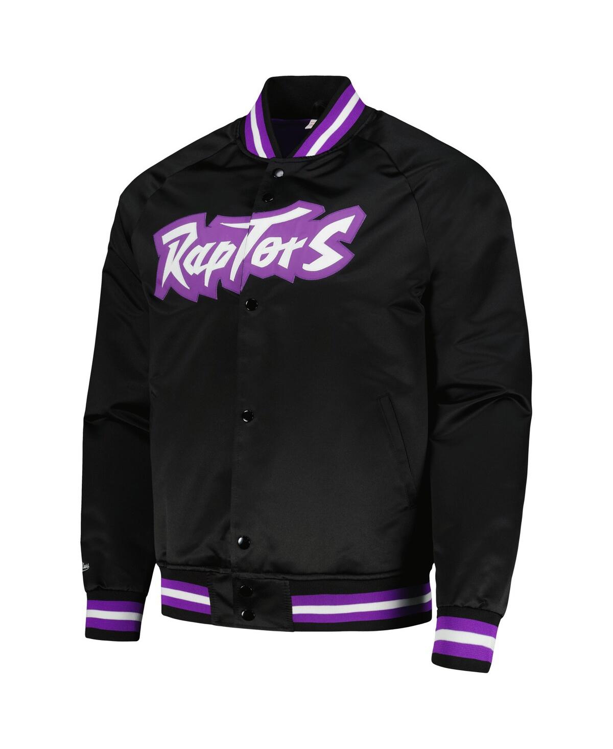 Men's Mitchell & NessToronto Raptors Hardwood Classics Throwback Wordmark Raglan Full-Snap Jacket - Black