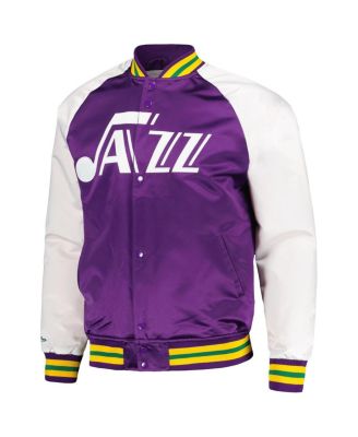 Men's Purple Utah Jazz Double Clutch Satin Raglan Full-Snap Jacket