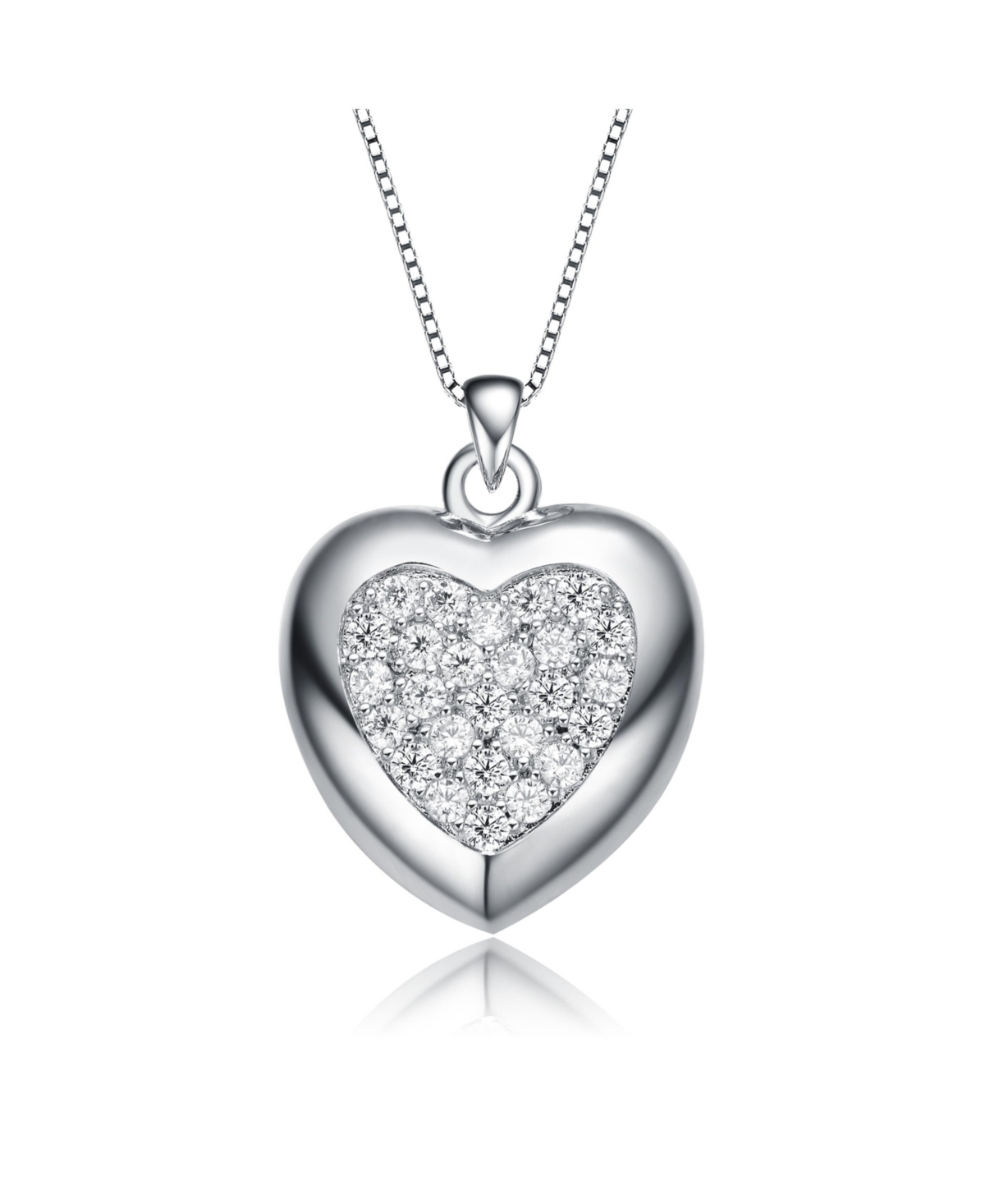 Fashionable and elegant White Gold Plated Heart Pendant Necklace - Silver