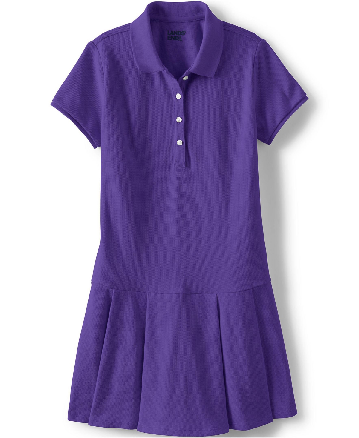 Lands' End Little Girls School Uniform Short Sleeve Mesh Pleated Polo Dress