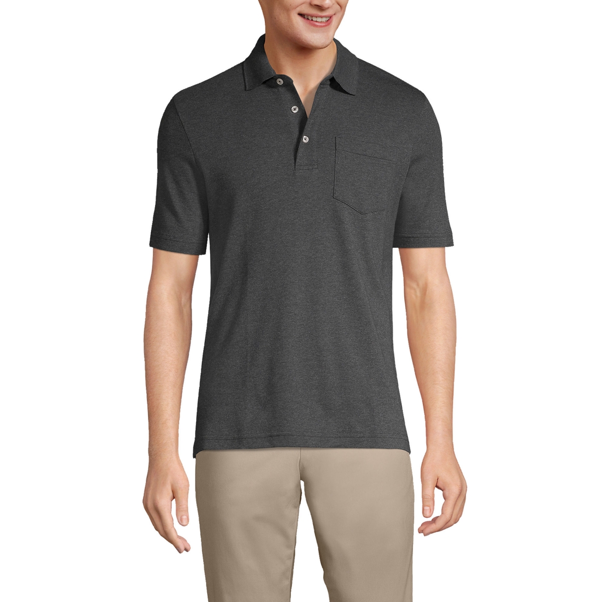 Men's Short Sleeve Cotton Supima Polo Shirt with Pocket - Muted blue