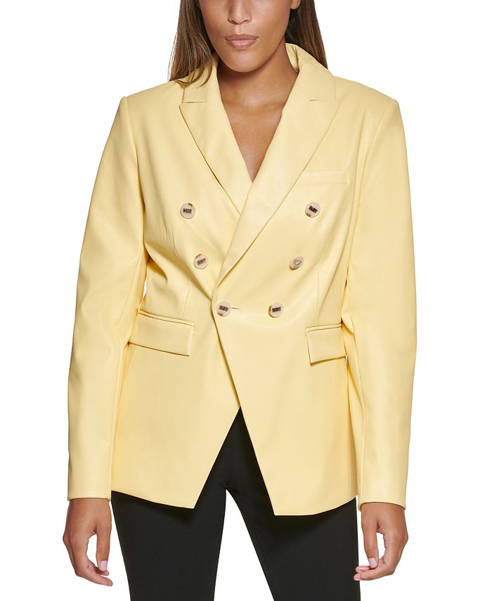 Dkny faux on sale leather sleeve blazer