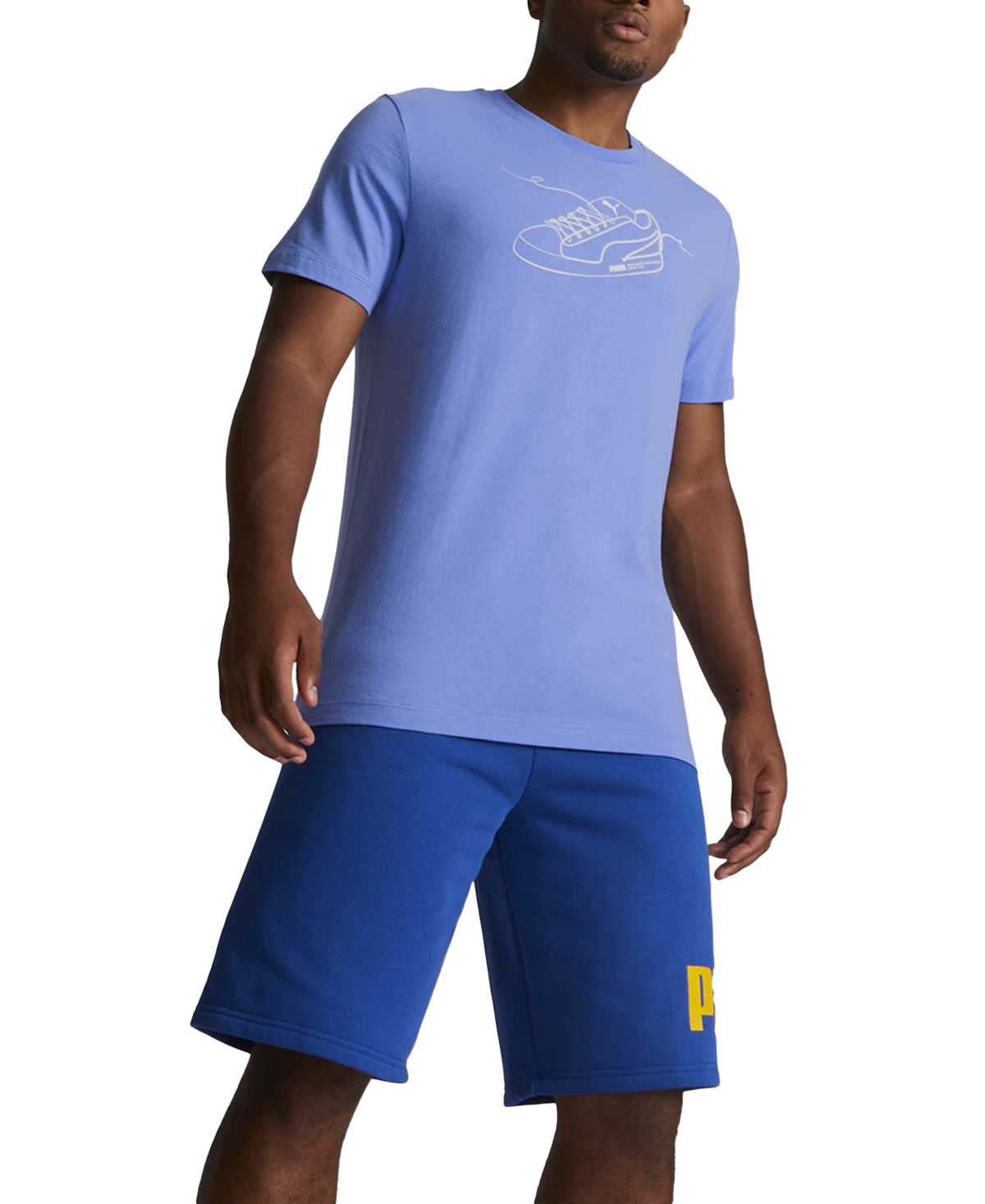 Puma Men's Lace Up Regular-Fit Logo Graphic T-Shirt - Blue Skies-puma White
