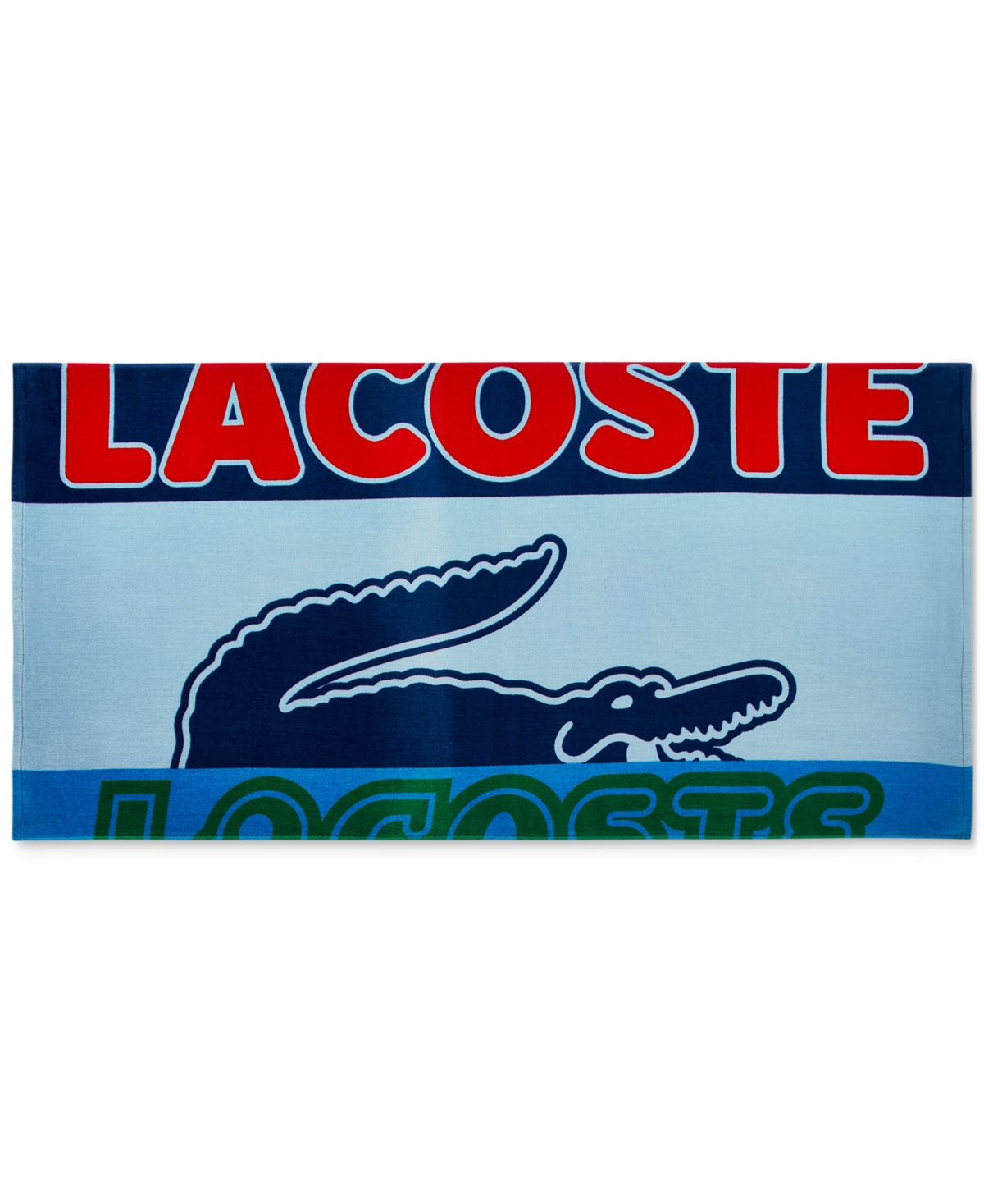 Shop Lacoste Home Cropped Croc Logo Cotton Beach Towel In Blue