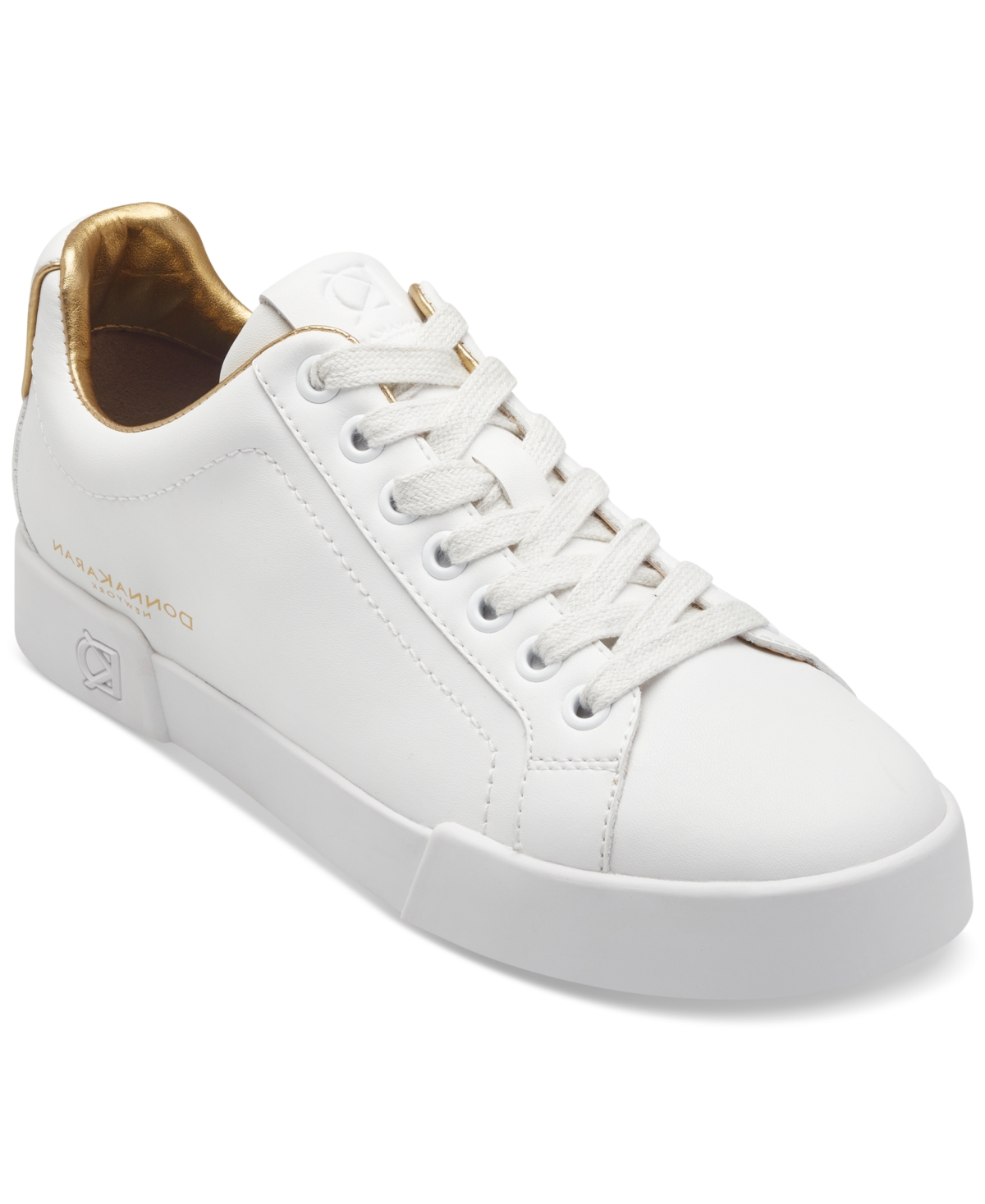 Donna Karan Donna Lace Up Sneakers In Bright White