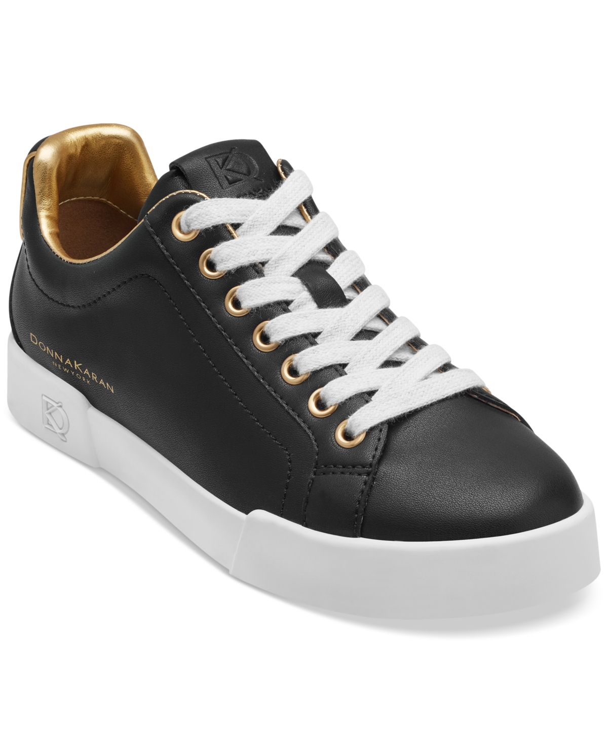 Donna Karan Donna Lace Up Sneakers In Black