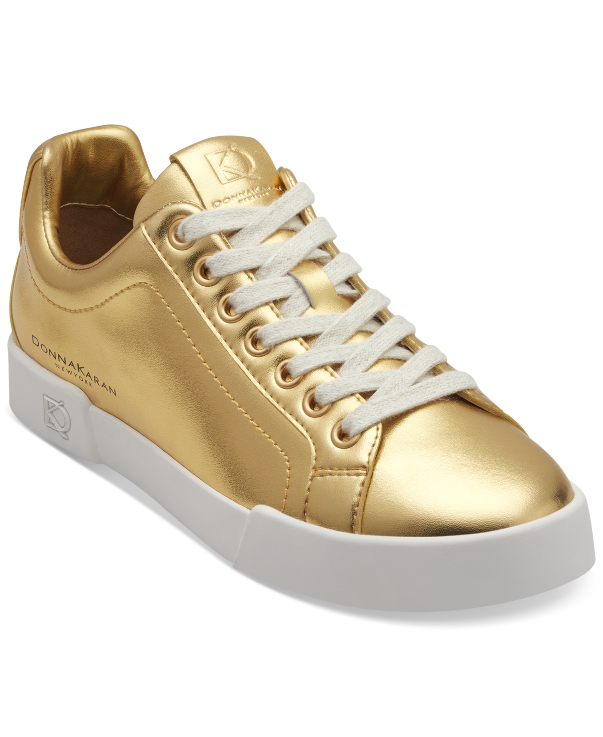 Donna Karan Donna Lace Up Sneakers In Gold
