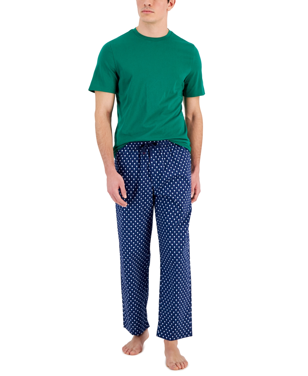Men's 2-Pc. Solid T-Shirt & Golf Ball-Print Pajama Pants Set, Created for Macy's - Fday Set