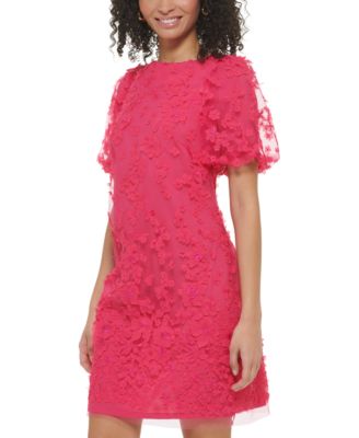 Eliza J Women's 3D Floral-Appliqud Puff-Sleeve Dress - Macy's