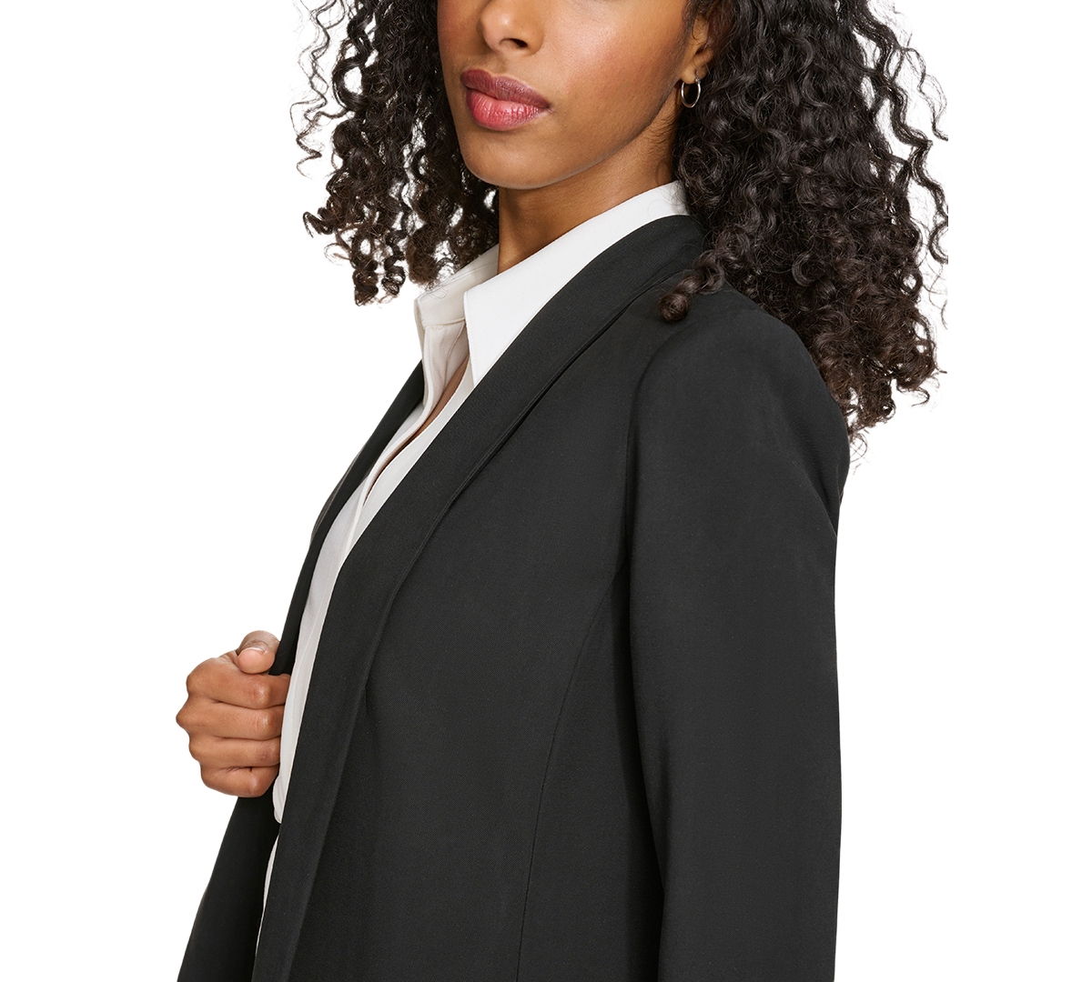 Calvin Klein Petite Open-Front Long-Sleeve Twill Jacket