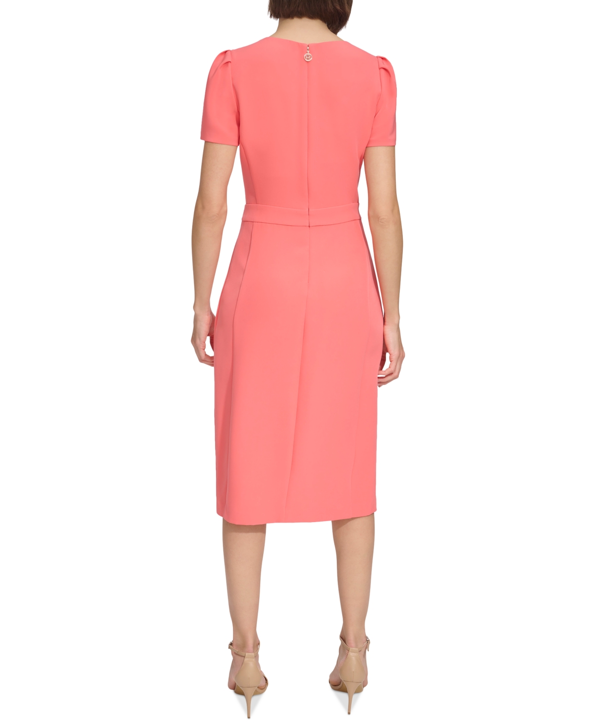 Shop Tommy Hilfiger Women's Clasp-waist Split-hem Midi Dress In Sherbet