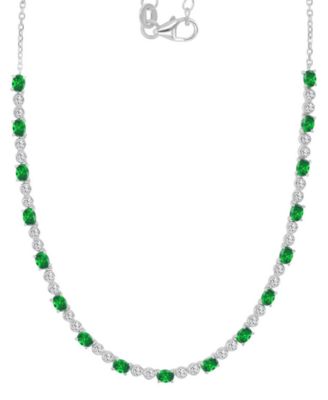 Cubic Zirconia Oval & Round Tennis Necklace, 18" + 2" extender