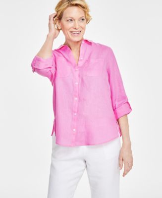 売れ筋商品|||チャータークラブ カットソー トップス レディース Women's 100% Linen Shirt, Created for Macy's Bright White Charter Club Women's 100% Linen Shirt, Created for Macy's