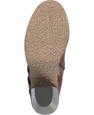 Women's Strap Round Toe Stacked Heel Dress Booties