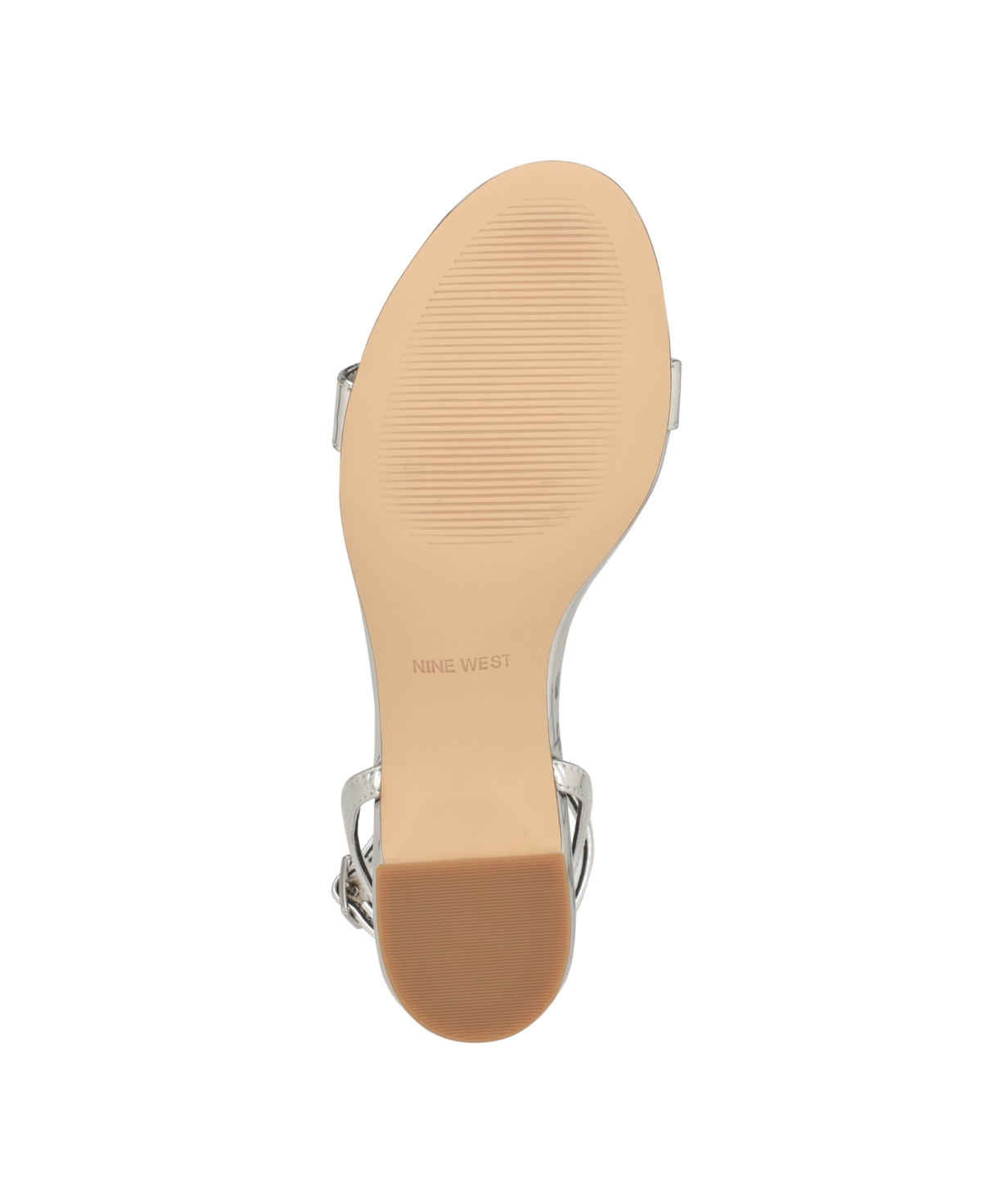 Nine West Women's Allora Block Heel Almond Toe Dress Sandals - Silver Mirror Metallic- Manmade