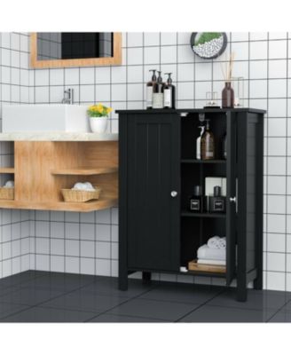 12" MDF Engineered Wood Bathroom Floor Storage Cabinet with 2 Doors and Adjustable Shelf
