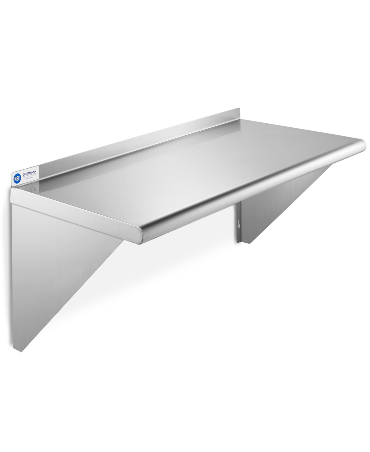 12" x 24" Nsf Stainless Steel Kitchen Wall Mount Shelf w/ Backsplash - Silver