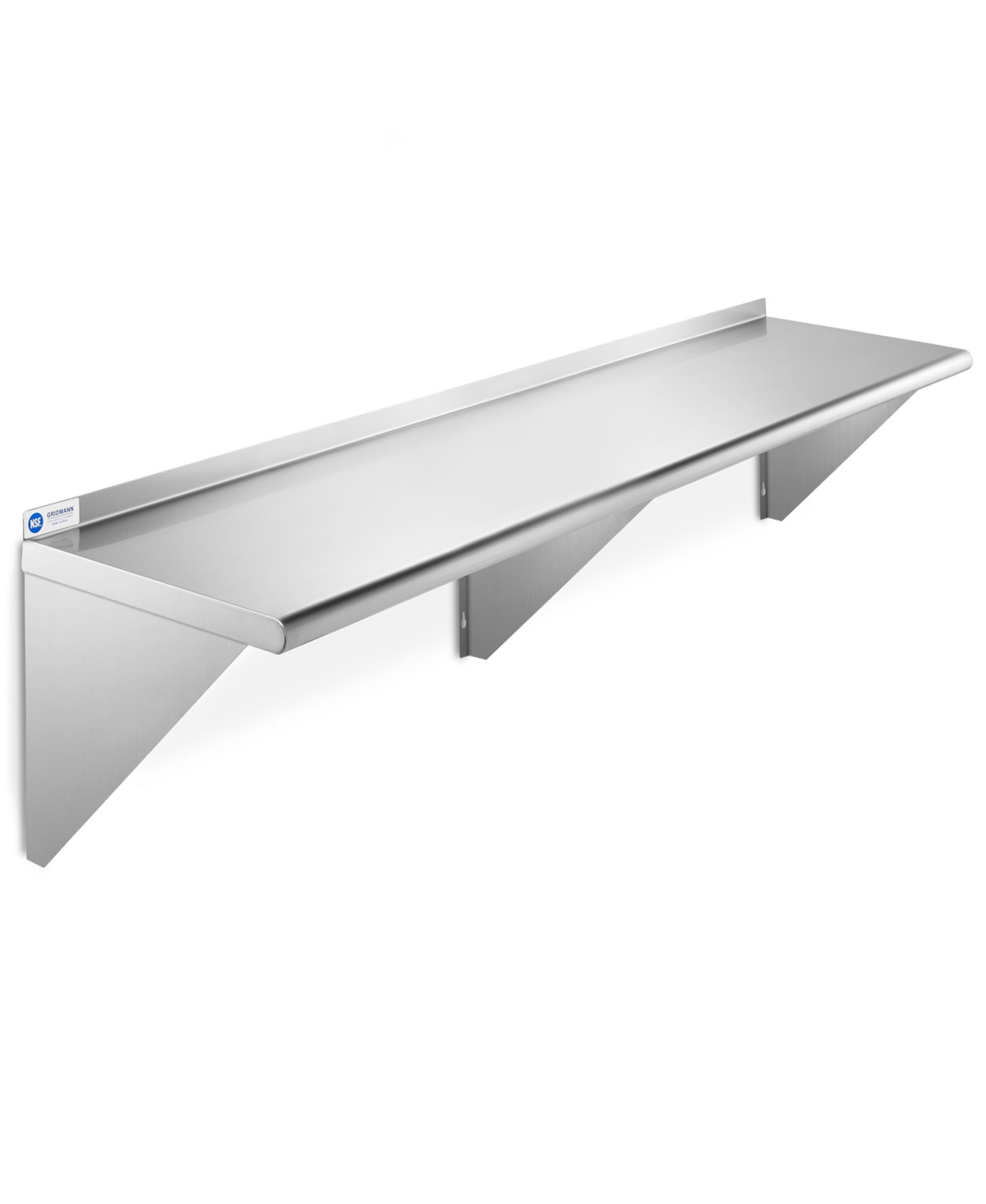 14" x 60" Nsf Stainless Steel Kitchen Wall Mount Shelf w/ Backsplash - Silver