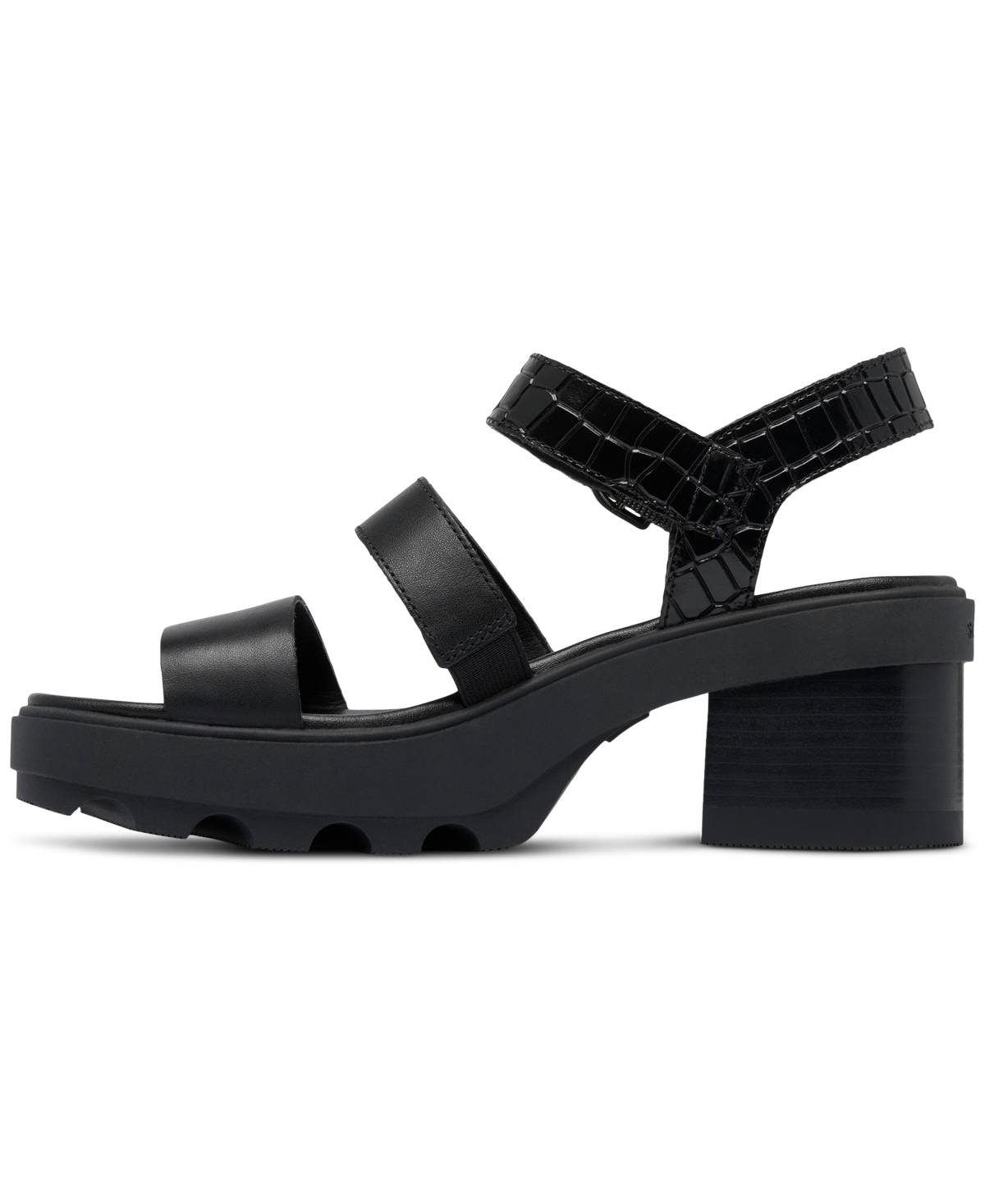 Shop Sorel Women's Joanie Block-heel Lug-sole Sandals In Black,black