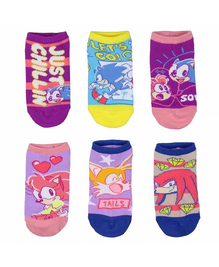 Sonic The Hedgehog Tails Knuckles Amy No-Show Ankle Socks 6 Pair Pack ...