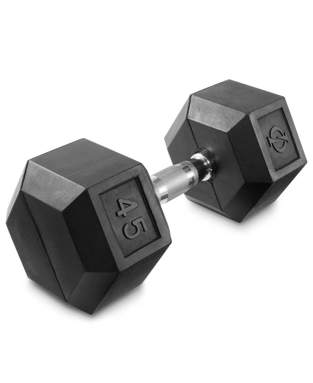 Rubber Coated Hex Dumbbell Hand Weight, 45 lbs - Black