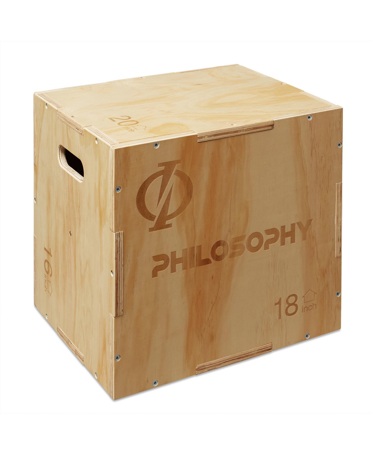 3 in 1 Wood Plyometric Box - 20" x 18" x 16" Jumping Plyo Box for Training and Conditioning - Natural