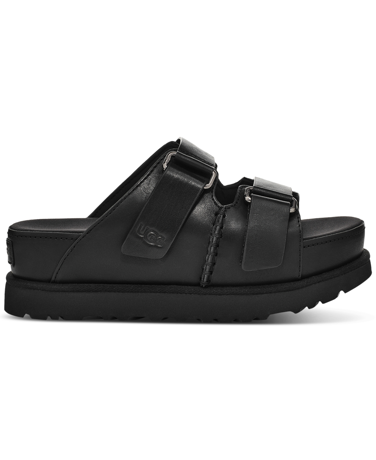 Shop Ugg Women's Goldenstar Hi Slide Double Strap Platform Sandals In Chestnut