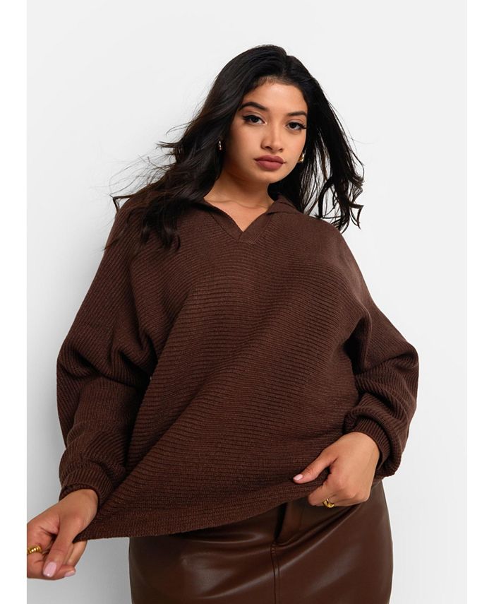 Rebdolls Women's Elsie Knit Zipper Front Oversized Sweater Macy's