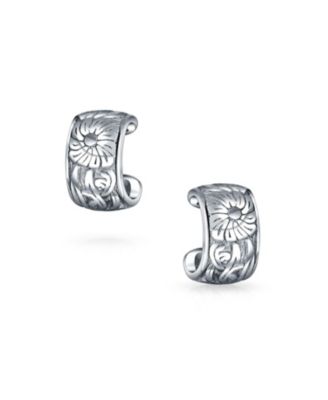 Flower Leaves Cartilage Band Sunflower Ear Cuffs Clip Wrap Helix Earrings Non Pierced Ear Sterling Silver