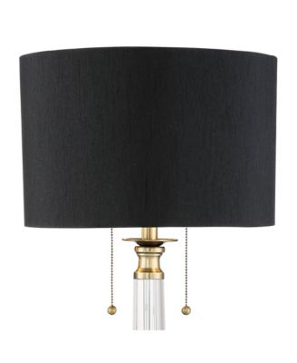 Stephan Traditional Luxury Table Lamp 30" Tall Crystal Column Antique Brass Gold Black Drum Shade Decor for Living Room Bedroom House Bedside Nightstand Home Office Entryway - Vienna Full Spectrum