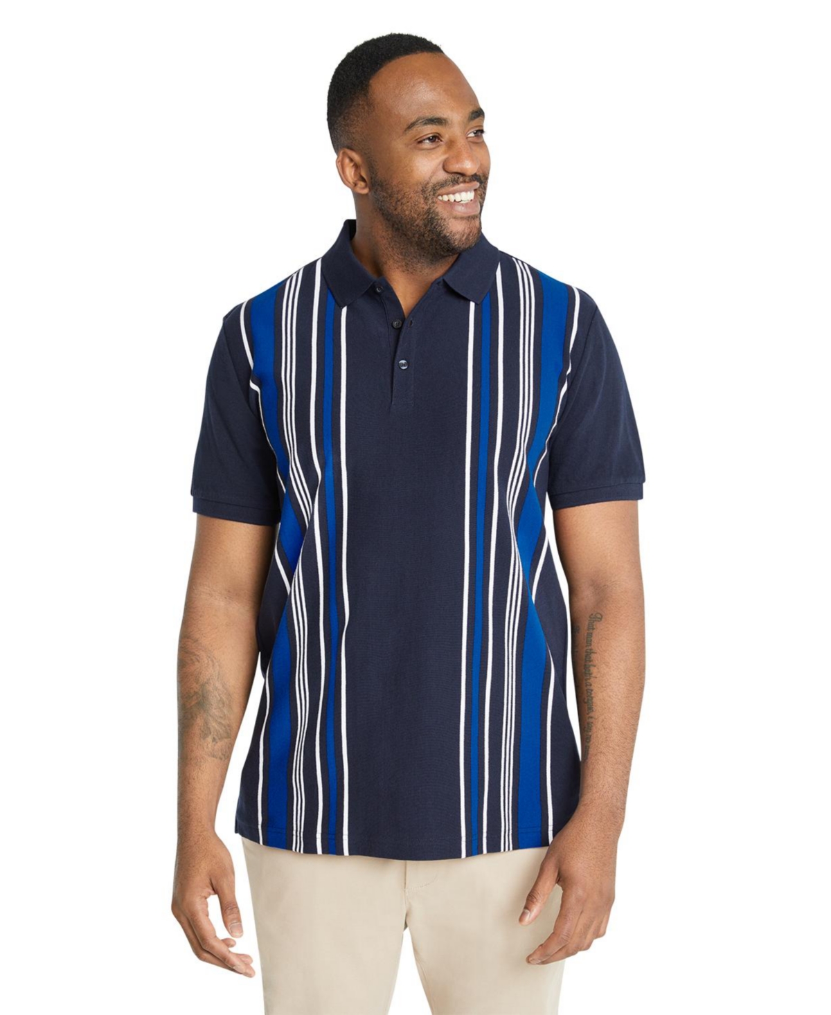 Mens Linden Vertical Stripe Polo Shirt - Santorini
