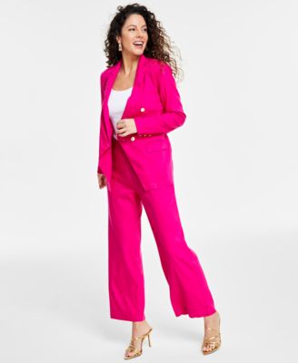 Womens Double Breasted Blazer Cropped Wide Leg Pants Created For Macys