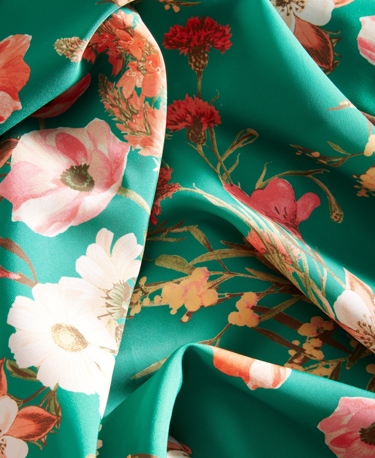 Shop Vince Camuto Women's Floral-print Handkerchief-hem Midi Dress In Green Multi
