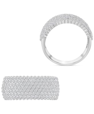 Black Cubic Zirconia Pav&eacute; Wide Seven Row Statement Ring (Also in White Cubic Zirconia)