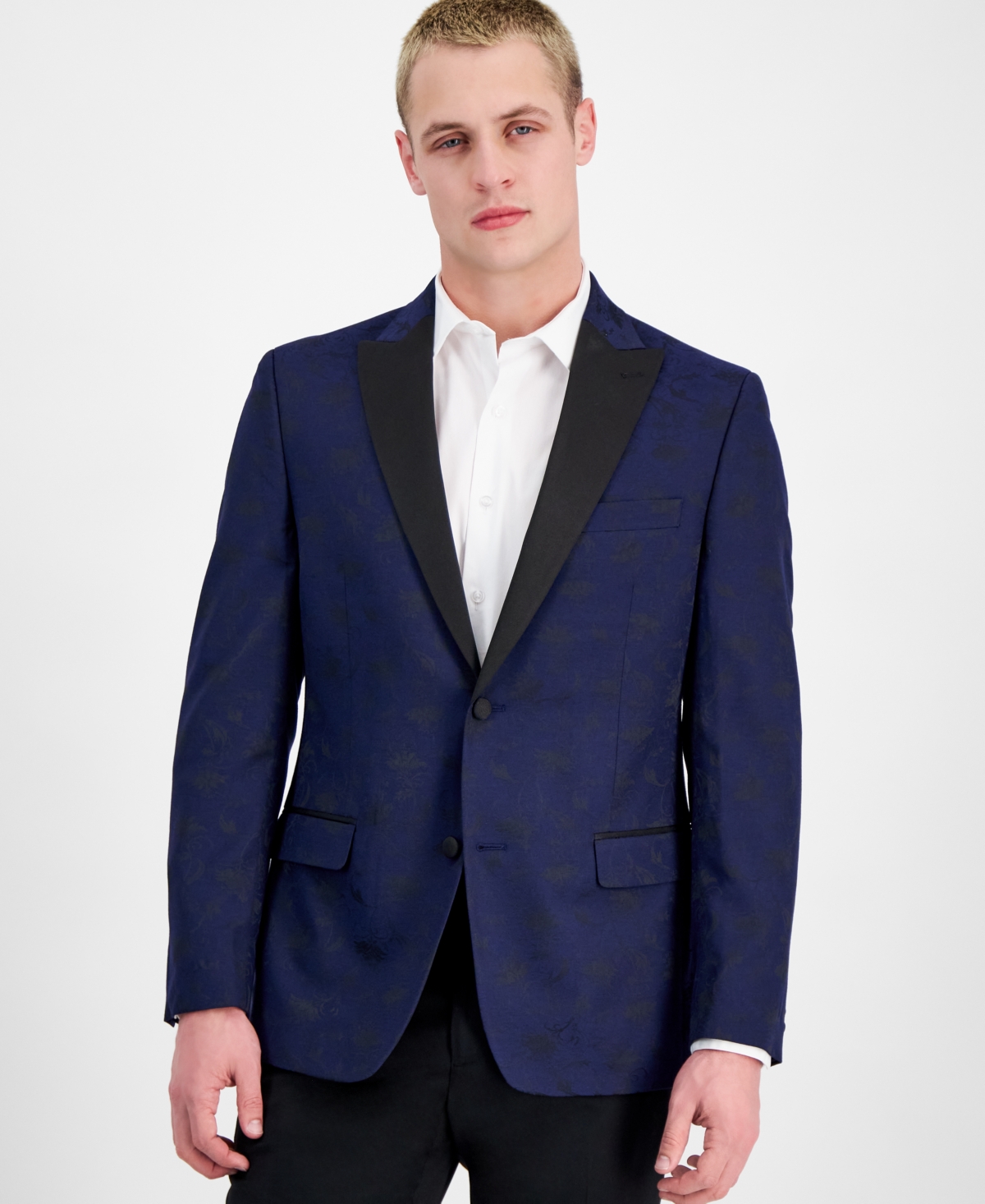 Shop Alfani Men's Slim-fit Floral Evening Jacket, Created For Macy's In Navy