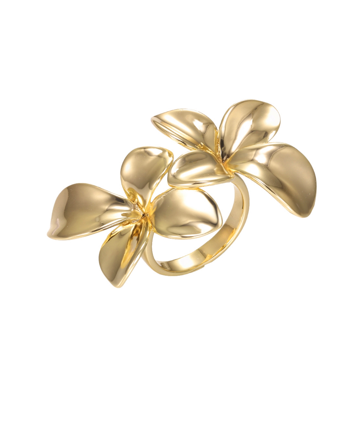 Shop By Adina Eden Solid Double Flower Claw Ring In Gold