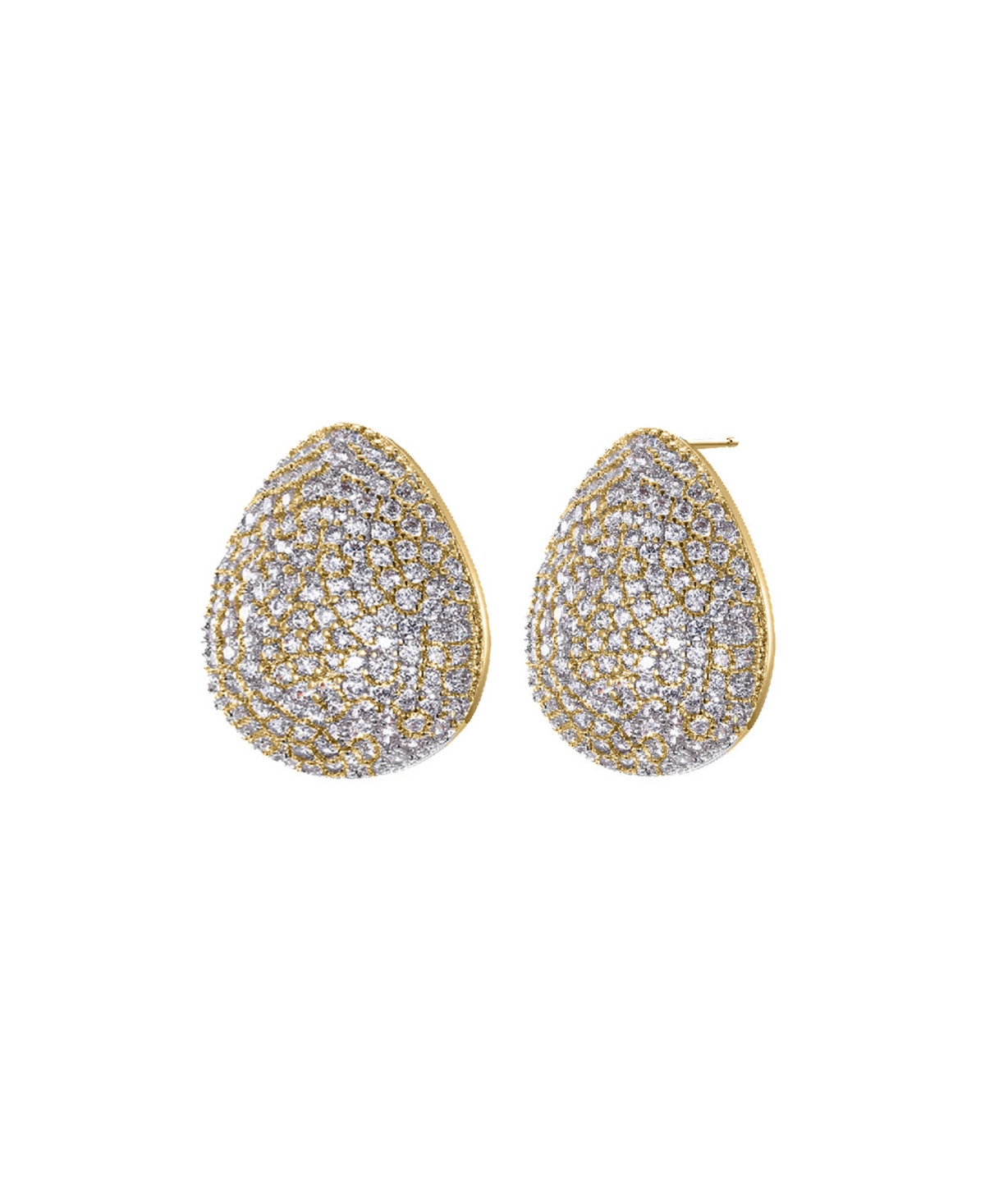 Shop By Adina Eden Pave Puffy Oval On The Ear Stud Earring In Gold