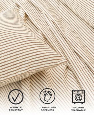 Striped Wrinkle Resistant Microfiber 4-Pc. Sheet Set, Queen