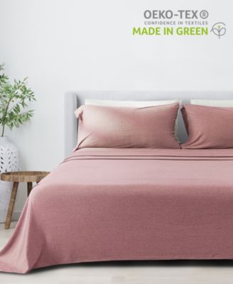 Heathered Melange T-shirt Jersey Knit Cotton Blend 3 Piece Sheet Set, Twin