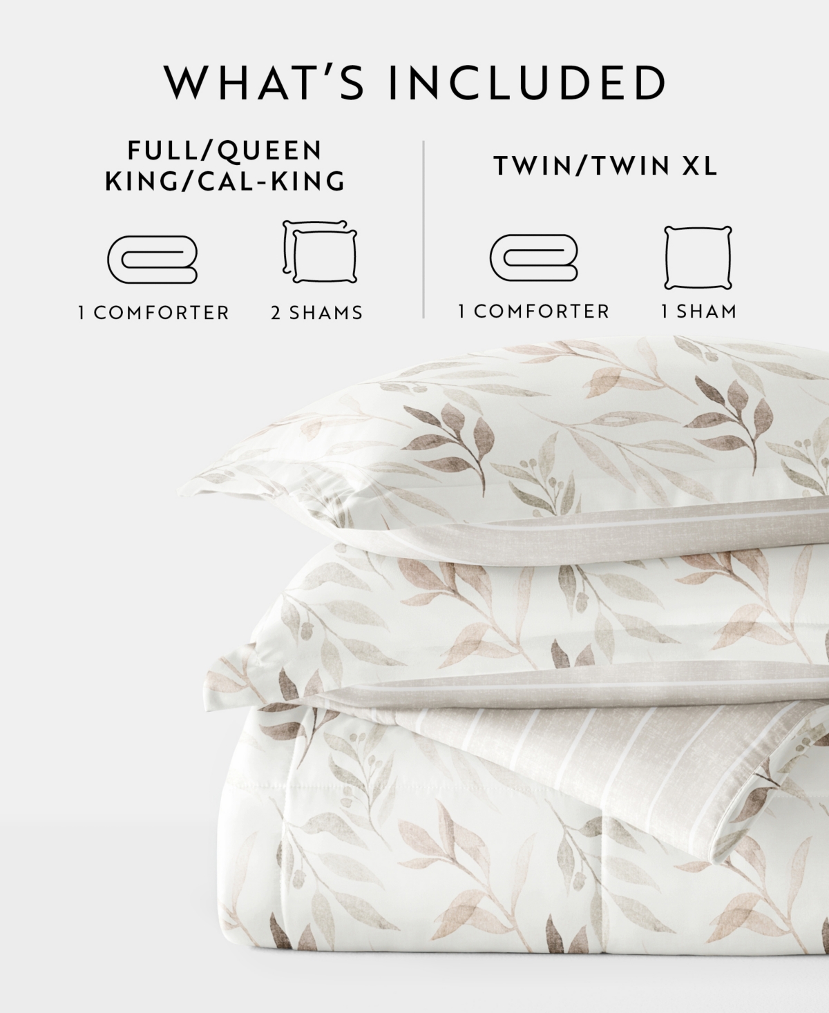 Ienjoy Home Foliage Stripe 3-piece Comforter Set, King/california King In Ivory
